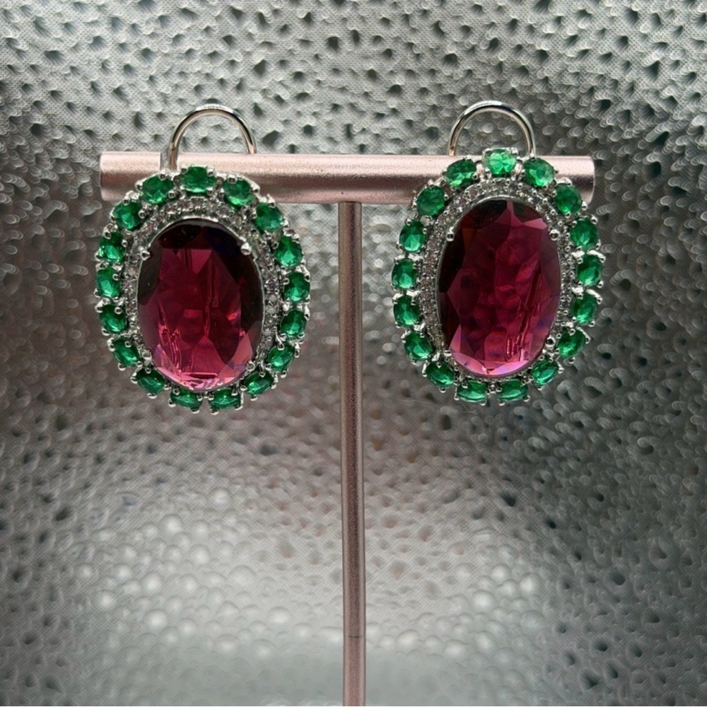 Red and Green Gemstone Earrings